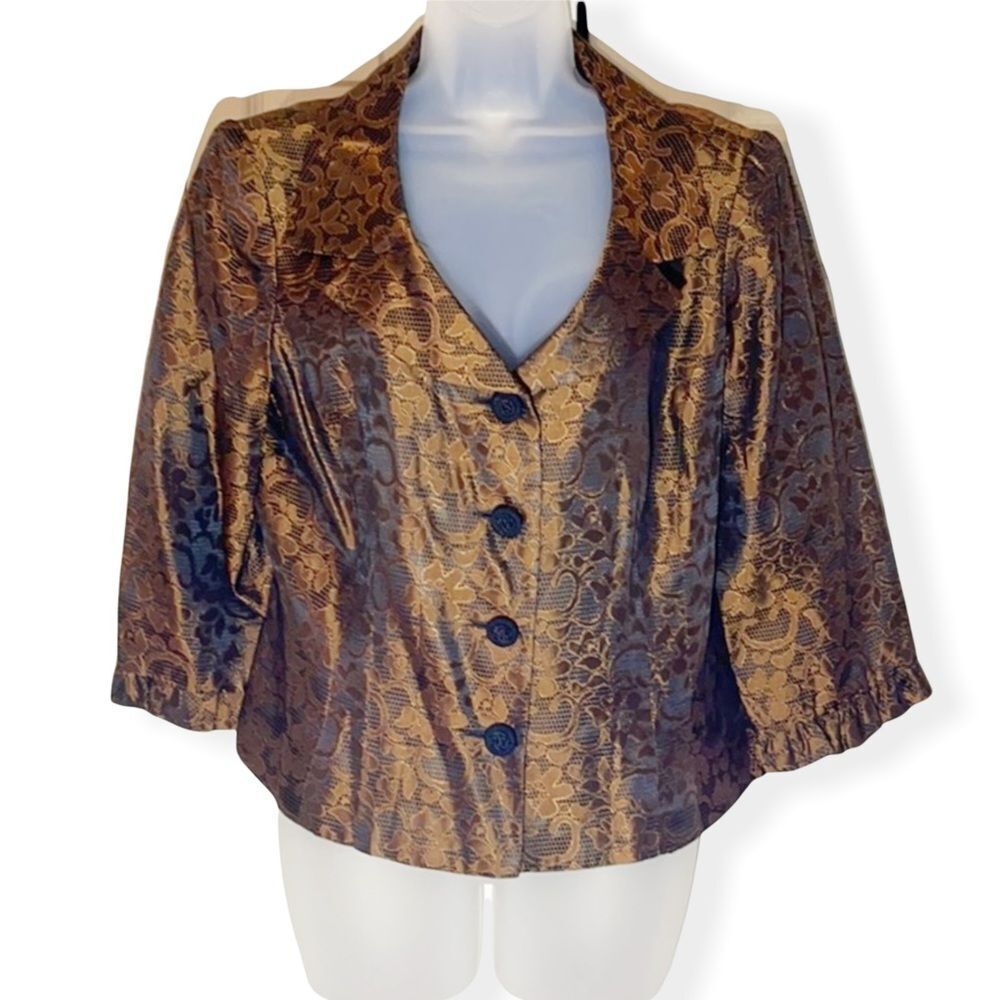 Maggy London Vintage 1990s Bronze Metallic Blazer 14